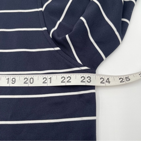 FootJoy Mid-Layer Golf Pullover Large Blue White Stripe Red Collar 1/4 Zip - Picture 9 of 11